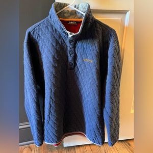 Orvis Button Up Quilted Pullover - Blue and Gray, Size M